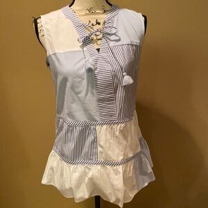 Vineyard Vines‎ blue stripe tiered sleeveless top size 4 NWT